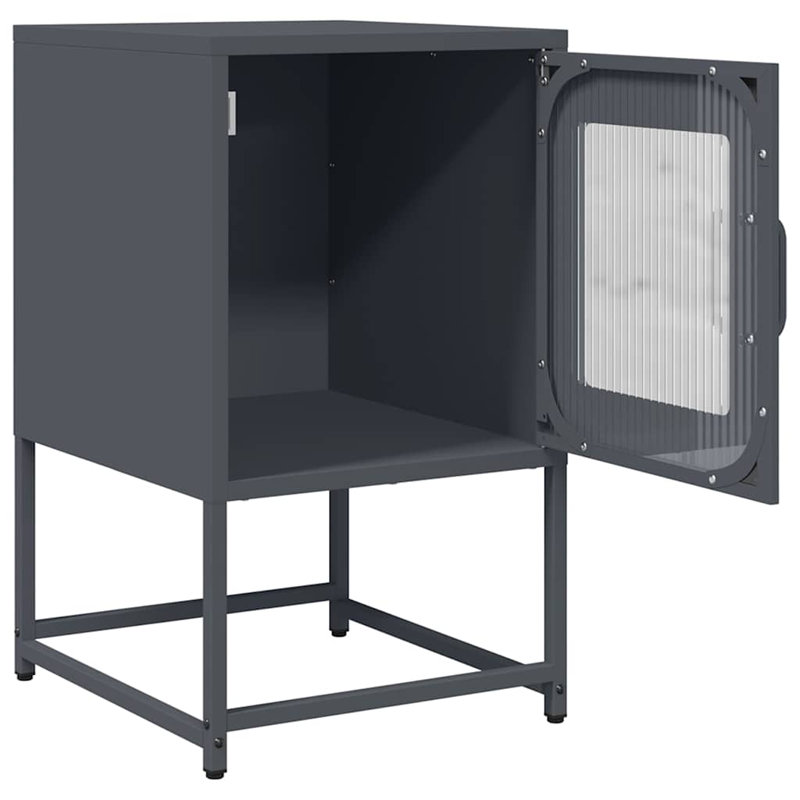 36cm W Steel Bedside Table, Anthracite