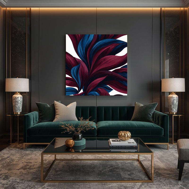 "Abstract Florals 60", art mural sur toile mauve, H 8 po x l 8 po