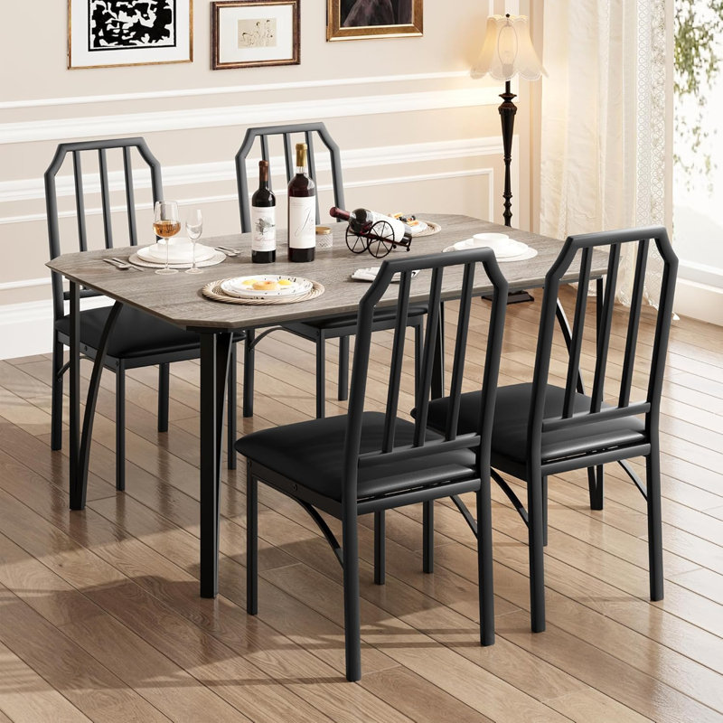 Morrigan 4 - Person Four Leg Dining Set, Gray, 5