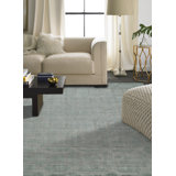 Hand Loomed Geometric Area Rug in Light Blue