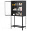Armoire de rangement en métal, armoire de présentation avec portes en verre et 2 tablettes réglables, armoire haute moderne-2099252607