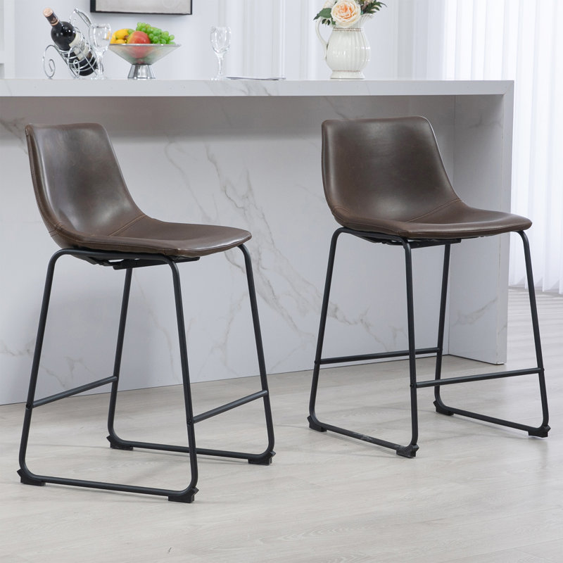 Tabouret de bar et de comptoir Julienn, Marron, Tabouret de comptoir (siège d’une hauteur de 23