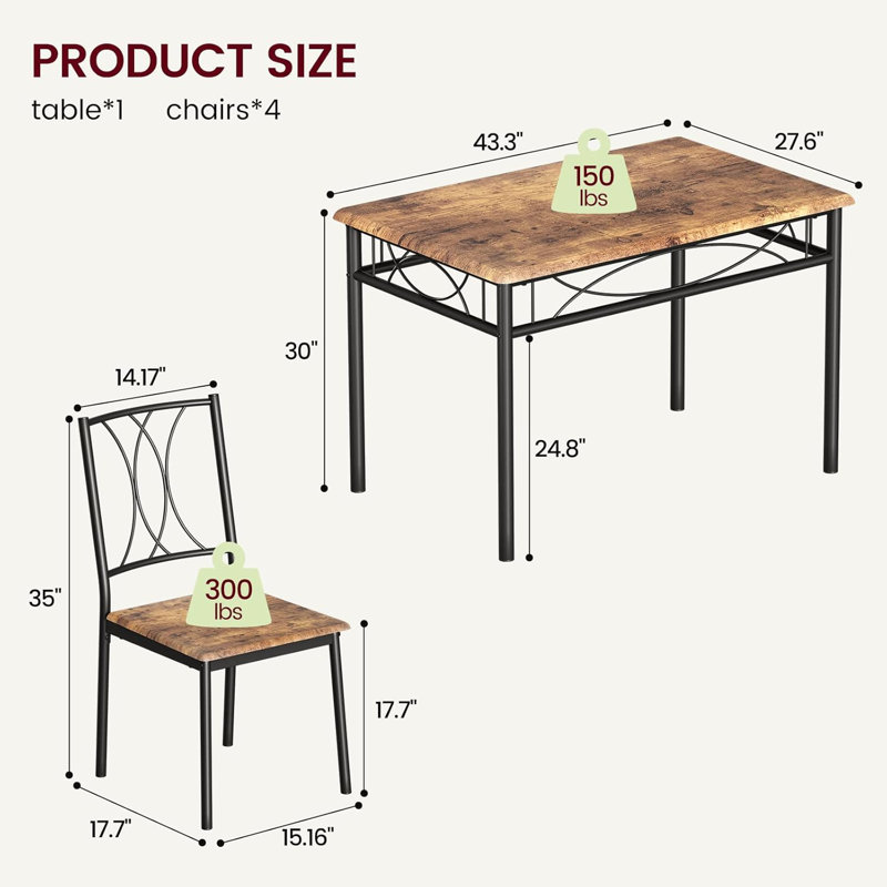 4 - Person Dining Set, Brown