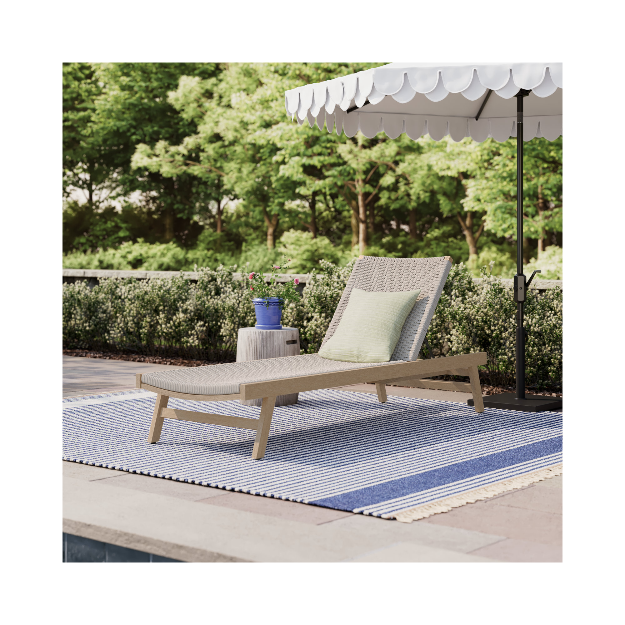 Neecy 27.5'' Outdoor Teak Chaise Lounge, Washed Brown/Gray