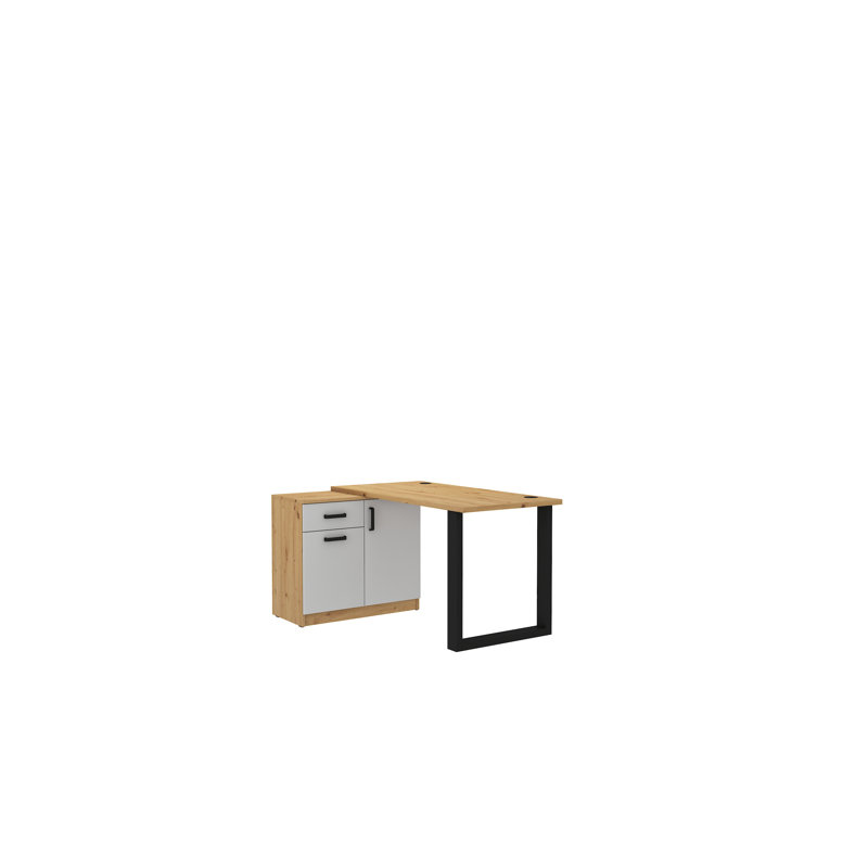 Anarosa Writing Desk, Oak/White, 75.3cm H x 138cm W x 107cm D