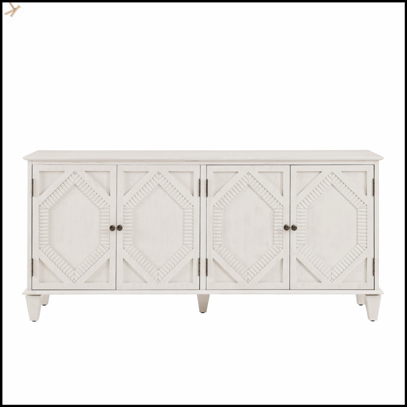 65.2 Inch Mid Century Modern Sideboard Buffet Cabinet With Spacious Storage And Symmetrical Geometric Accents, Ideal For Living Room, Entryway, And Kitchen