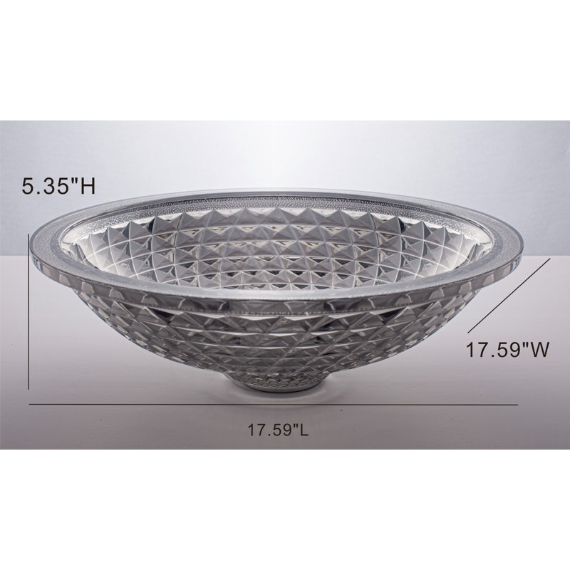 17.59'' Glass Oval Vessel Bathroom Sink, Smoky Gray