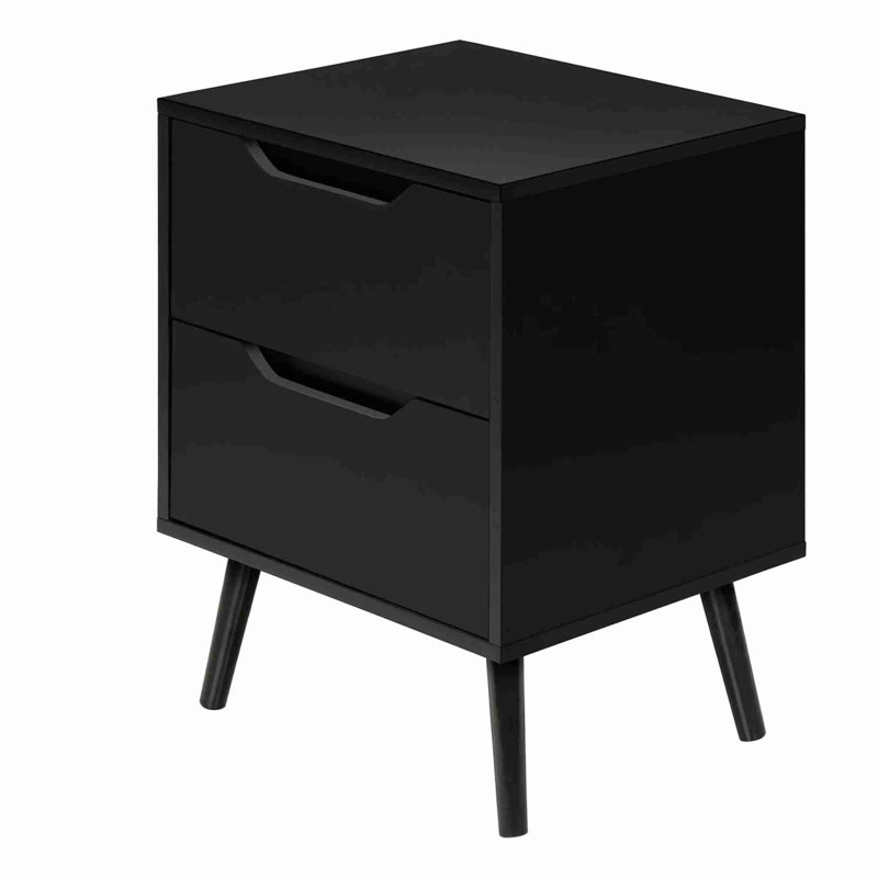 Table de bout moderne à 2 tiroirs, Noir