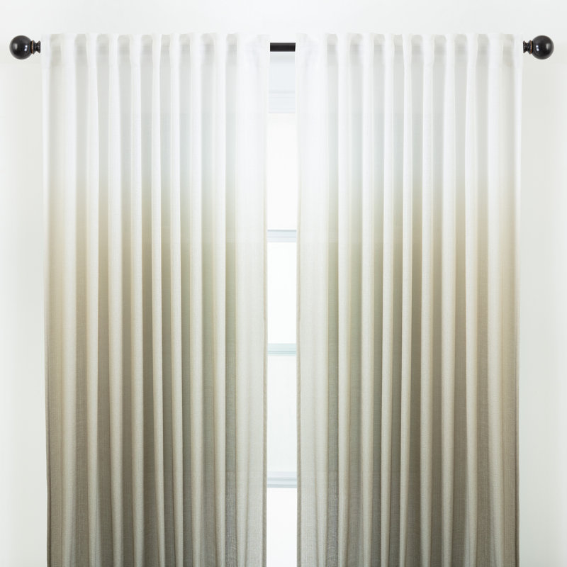 Carolie Ombre Semi-Sheer Rod Pocket Curtains, 52" W x 96" L, Sage