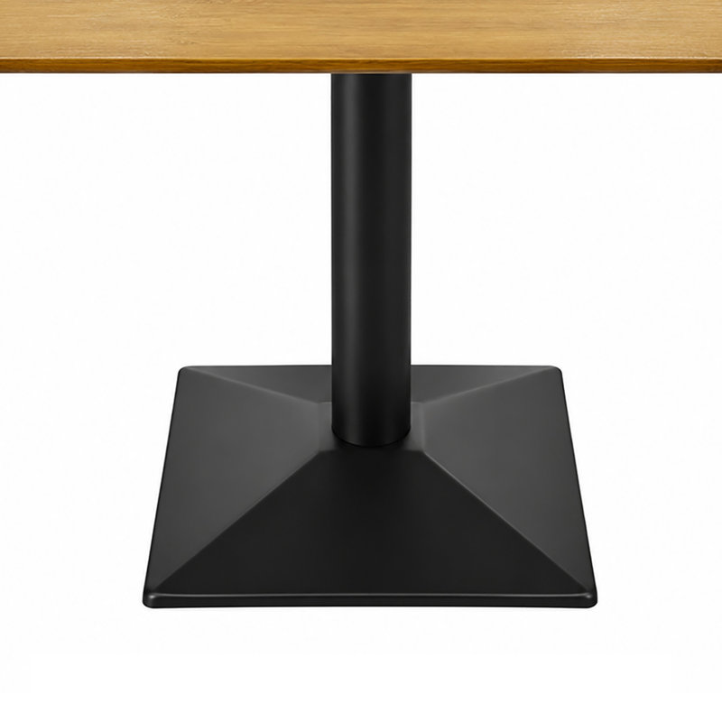 Table de salle à manger carrée en bambou avec pied central en métal pour 2 personnes