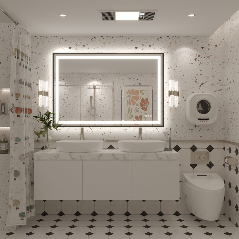 Miroir de salle de bain Molly Framelss, 48 po x 32 po, Noir