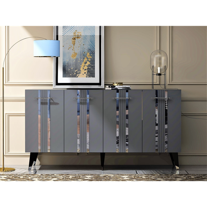 Olivia 80cm Sideboard, Anthracite/Silver