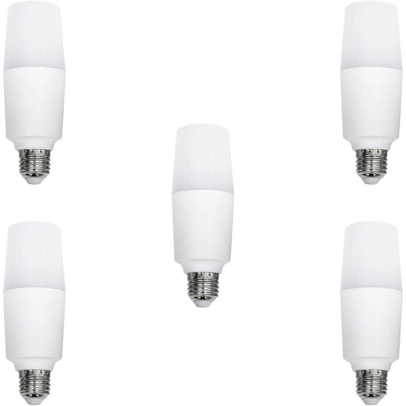 Pack 5, LED T37 Bright White Light Bulb, 15W (100W Equivalent) Cylindrical Corn Bulb E27 Screw Base Candle Bulbs AC220V LED Daylight White 6500K Ultra Bright, Non Dimmable