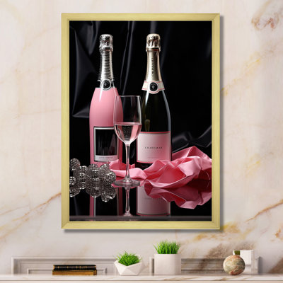 «Salsburg Pink Fashion Bag And Champagne III», reproduction d'art sur toile