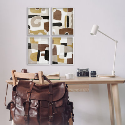 «Earthy Boho Geometrics», ensemble de 4 impressions sur toile encadrées, design par Amber Sterling