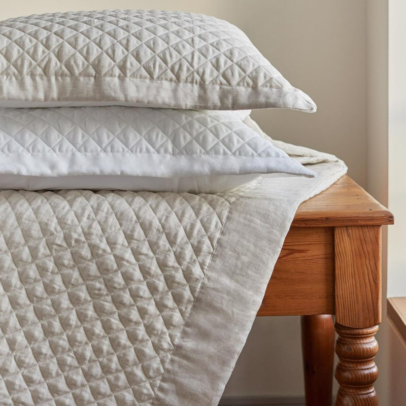 Hudson Linen_Quilted Coverlet, Flax