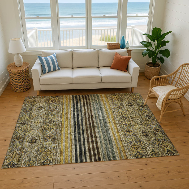 Premium Machine Washable Marasco AMF1641 Stripes Rug, Rectangle 8' x 10'