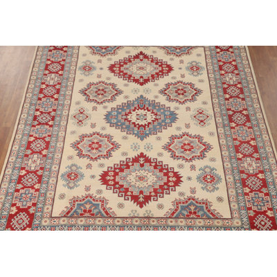 Handmade Ivory Kazak Oriental Area Rug 8x11