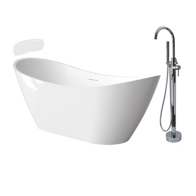 Transolid 59 L x 30.75 W x 26.75 H Freestanding Bathtub, In White