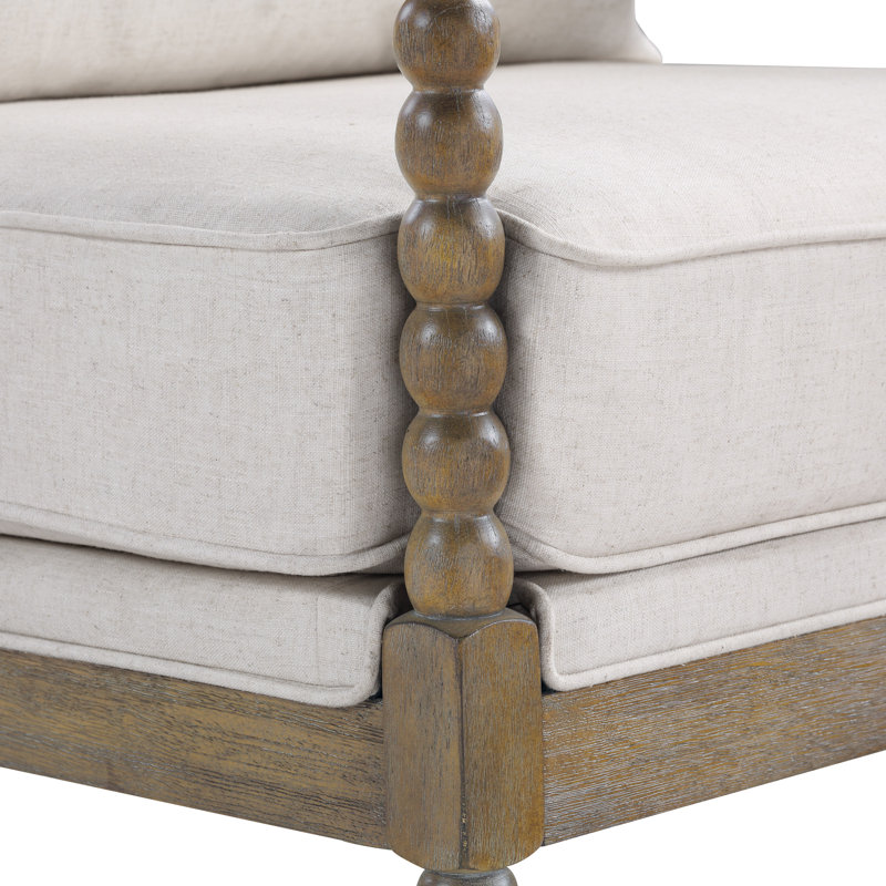 Fletcher 26.75" Wide Armchair, White 100% Polyester, Brushed Brown