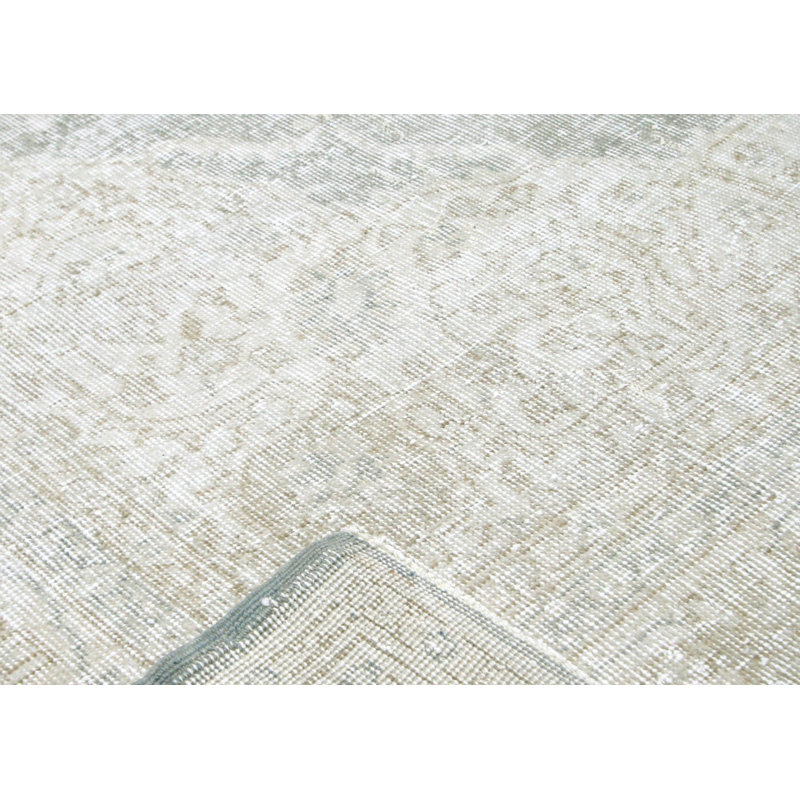Tapis gris / beige en laine noué à la main de conception unique 8 pi 6 po x 12 pi 7 po
