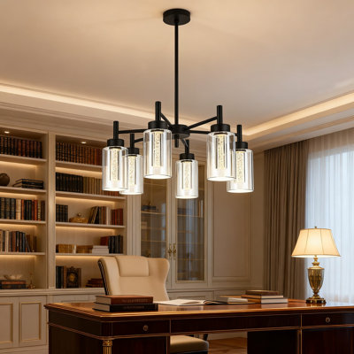 Luminaire suspendu à 5 lumières DEL, lustre moderne en cristal de verre à bulles pour îlot de cuisine, café-bar intérieur