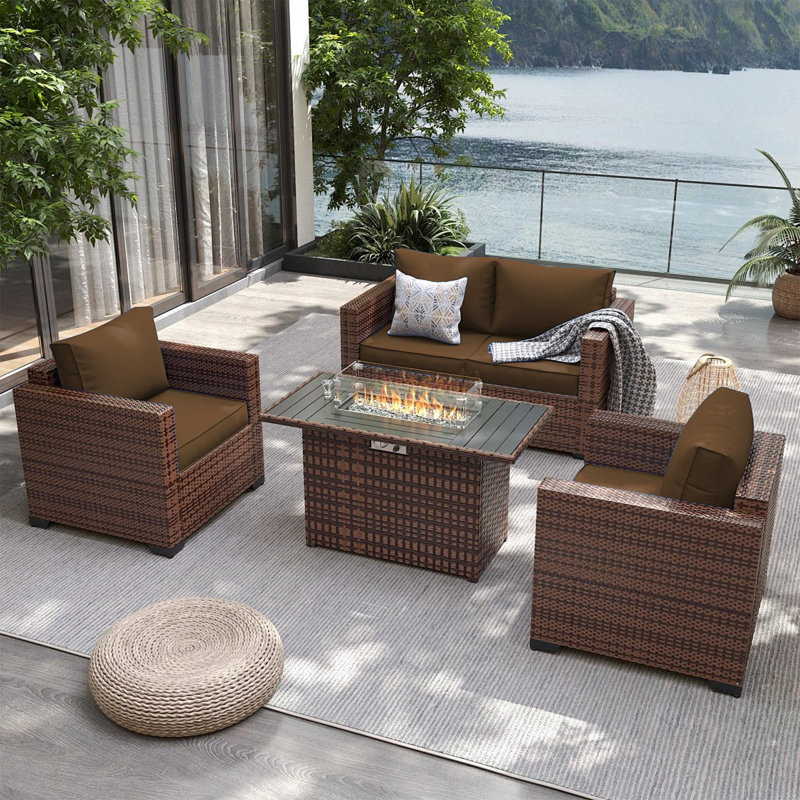 3-piece Outdoor Loveseat Cushion Set - 48x24 In,thick, Waterproof Patio Deep Seat Chair Cushions For 2-person Wicker Rocker,bench -all-weather For Porch, Garden