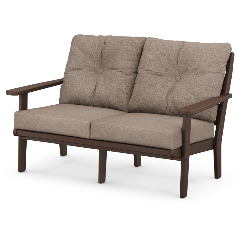 Lakeside Deep Seating Loveseat, Mahogany Frame/Spiced Burlap Cushion