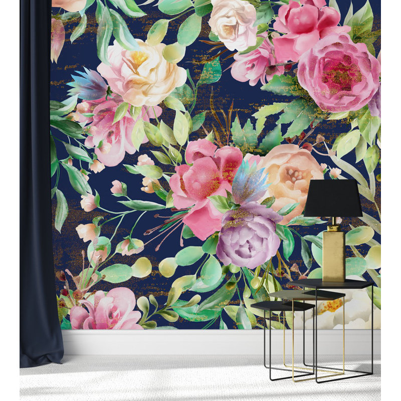 Kenaria Floral Wall Mural, 10.42' W x 10.42' L