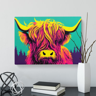 Colourful Highland Cow Vol.4 - Wrapped Canvas