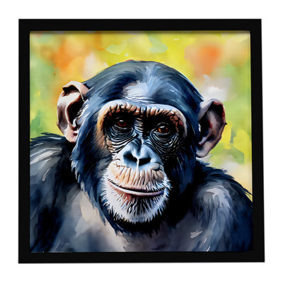 Chimpanzé, impression sur métal encadrée