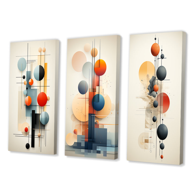«Dimensions Of Balance Abstract Geometrics», 3 pièces, Toile tendue, H 28 po x l 36 po