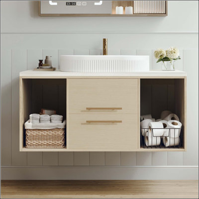 Meuble-lavabo mural 39,3 po avec lavabo ovale en céramique