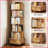 Bookshelf, 6 Tier 360° Rotating Round Spinning Bookshelf with Wheels &amp; Drawer, Wood Color for Small Spaces | Engineered Wood | MDF