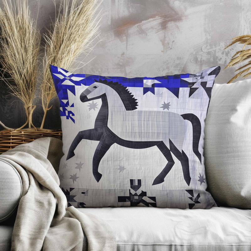 Coussin Starry Night, Bleu / Noir / Gris, Carré 16 po
