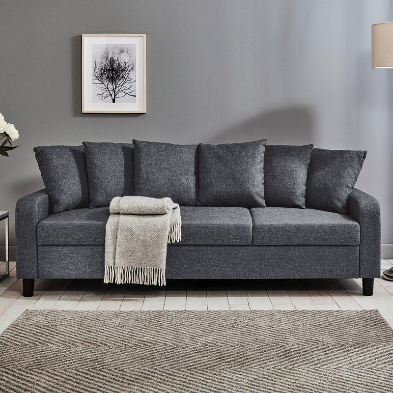 Mitzi 2 Seater Sofa, 3, Black, Linen