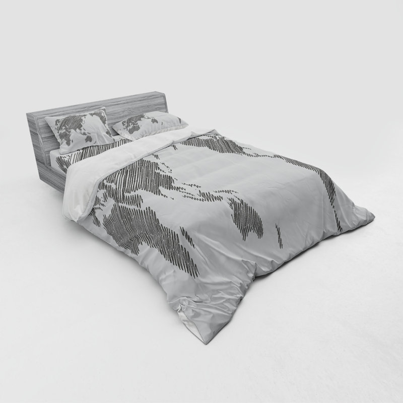 World Map Eclectic Polyester Duvet Cover, Queen Duvet Cover + 3 Additional Pieces