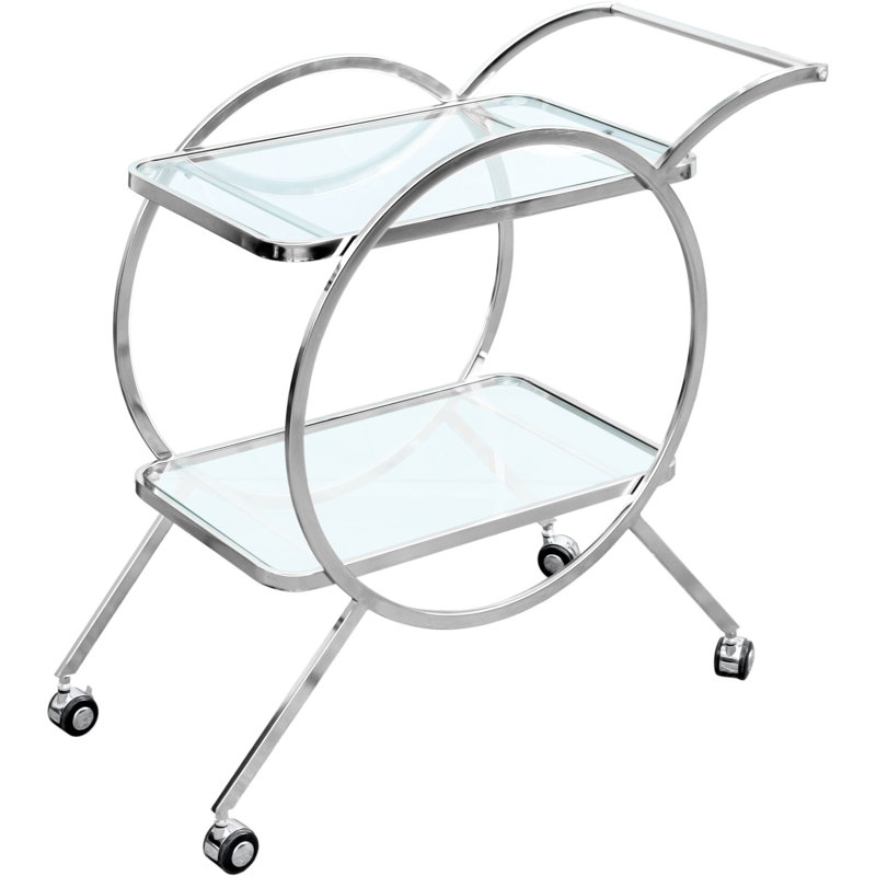 Bonparker Metal Glass Serving Drinks Trolley Halo Bar Cart