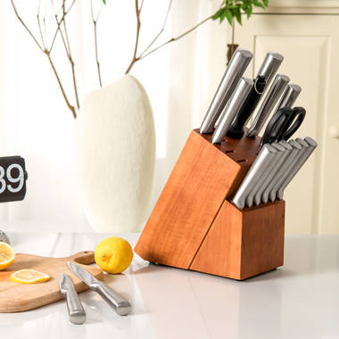  Chicago Cutlery Essentials 15 Piece Stainless Steel Kitchen Knife  Set with Shears, Paring, Fruit, Utility, Santoku, Bread, and Steak Knives, Knife  Set for the Kitchen with Block: Block Knife Sets: Home
