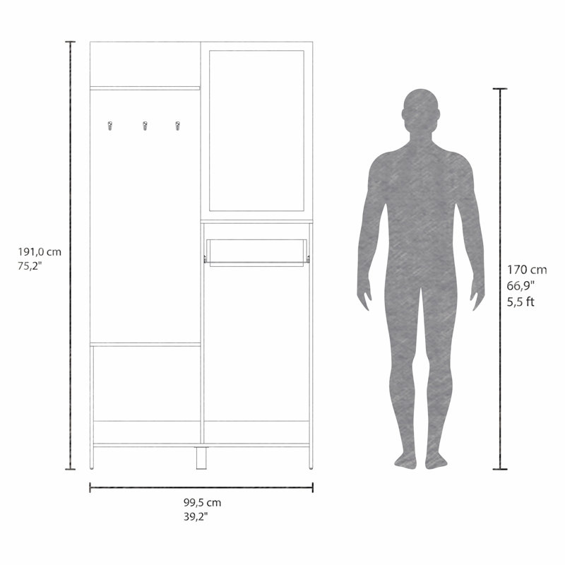Versatile Multistorage Hall Tree with Mirror for Stylish Entryways