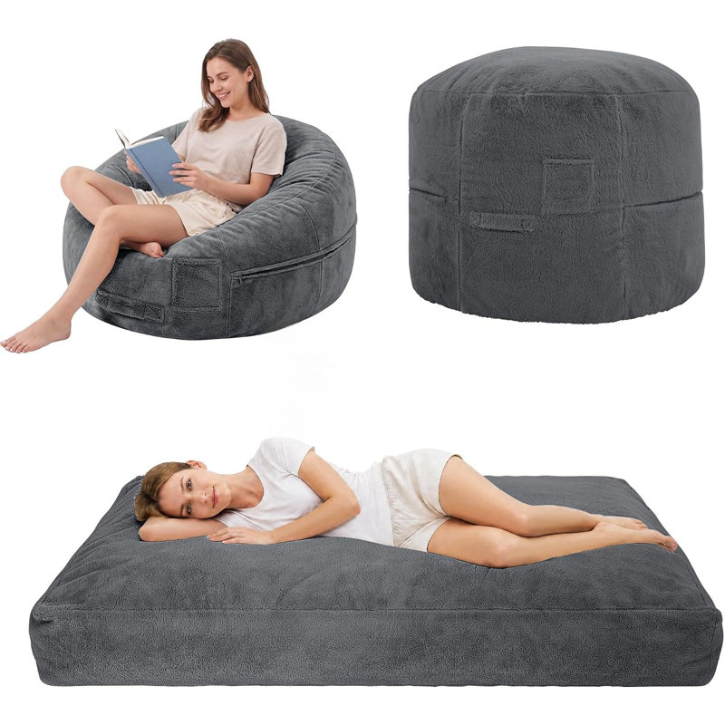Matelas en polyester en fausse fourrure de lapin, matelas pliable à double usage