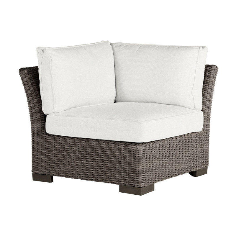 Club Woven Patio Lounge Chair with Cushions, Welt, Black Walnut, Intermix Indigo