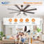 Ventilateur de plafond de 66 po avec éclairage, brun, intérieur/extérieur, télécommande, 8 pales, variateur, minuterie, réversible, moteur CC silencieux, 6 vitesses-1887927666-1887927667-1887927665