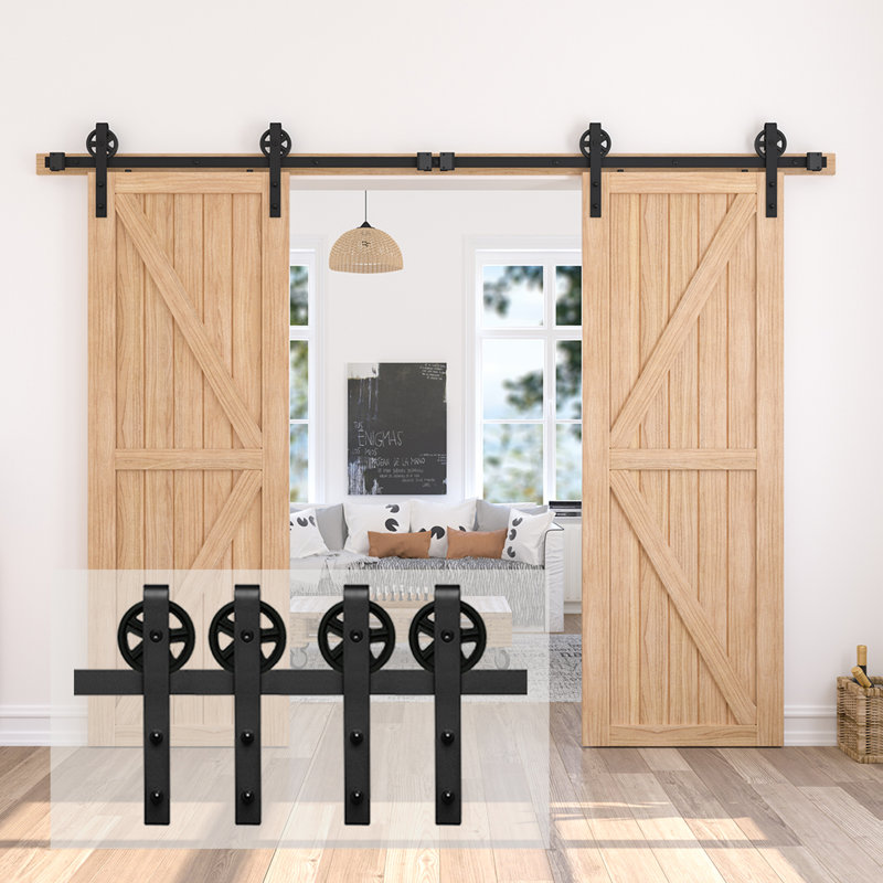 Standard Metallic Steel Barn Door Hardware Kit, 120-inch Track