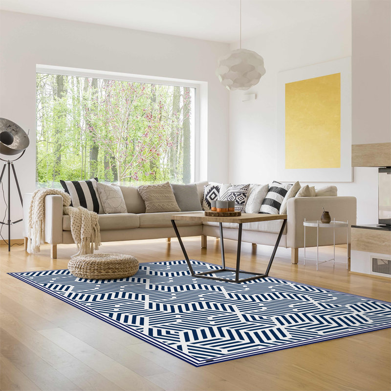 Harlem Non-Slip Geometric Indoor Doormat, Rectangular 136 x 203cm