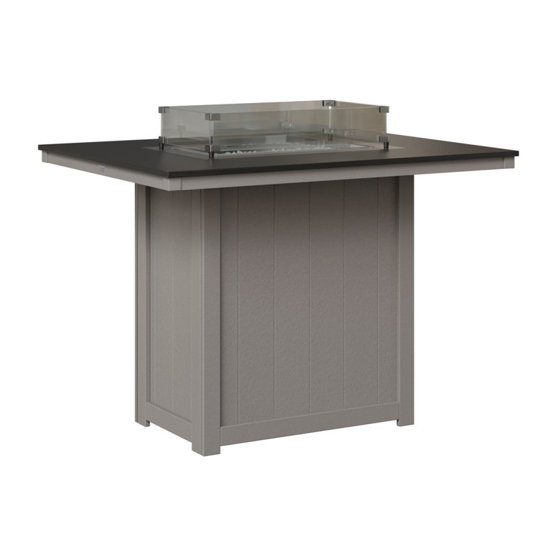 Berlin Gardens Donoma Dining Fire Pit Table, 39" H x 41" W x 54" D, Hammered Top Black with Light Grey Base