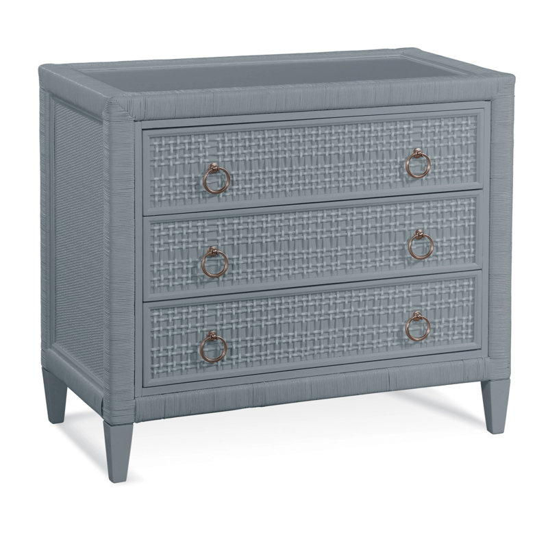 Naples 3 Drawer 36" W Dresser, Satin Nickel, No, Sea Glass