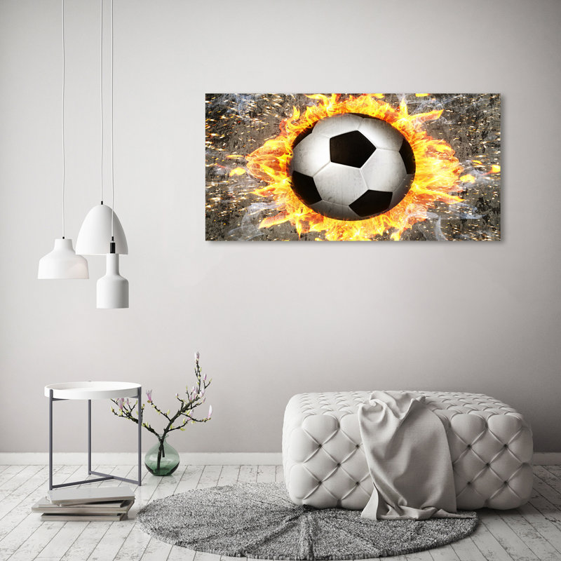 Burning Soccer Ball - Wrapped Canvas Print