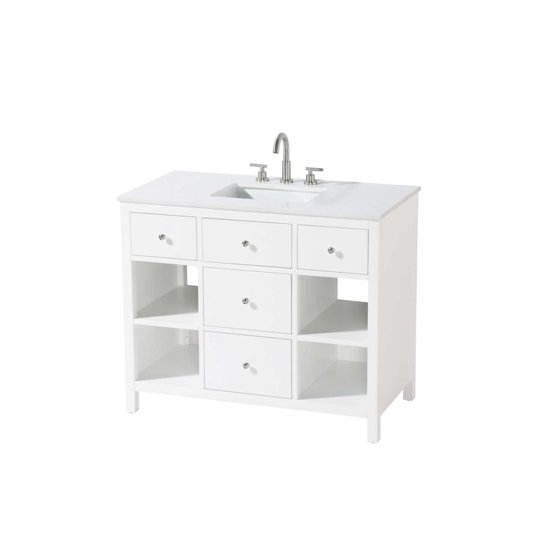 Meuble-lavabo simple Eris, Blanc/chrome, 42"