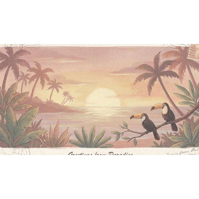 Papier peint tropical avec coucher de soleil tropical, 100 po x 96 po, Non-Woven Nonpasted